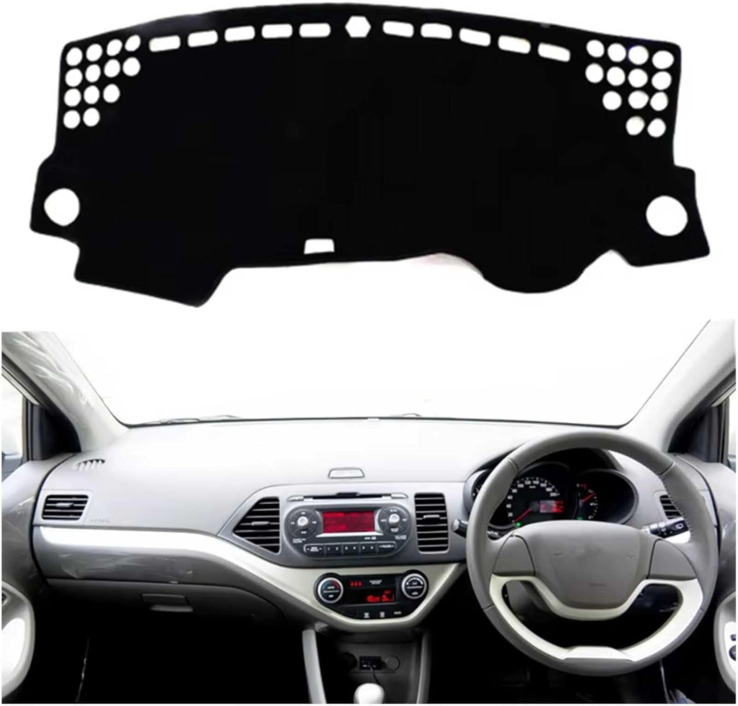 Dash Cover Mat for Kia Picanto 2012 2013 2014 2015 2016, Accessories Dash Mat Sunshade Dash Cover Car Dashboard Accessories OrnamentInterior,Right Hand Drive-Black
