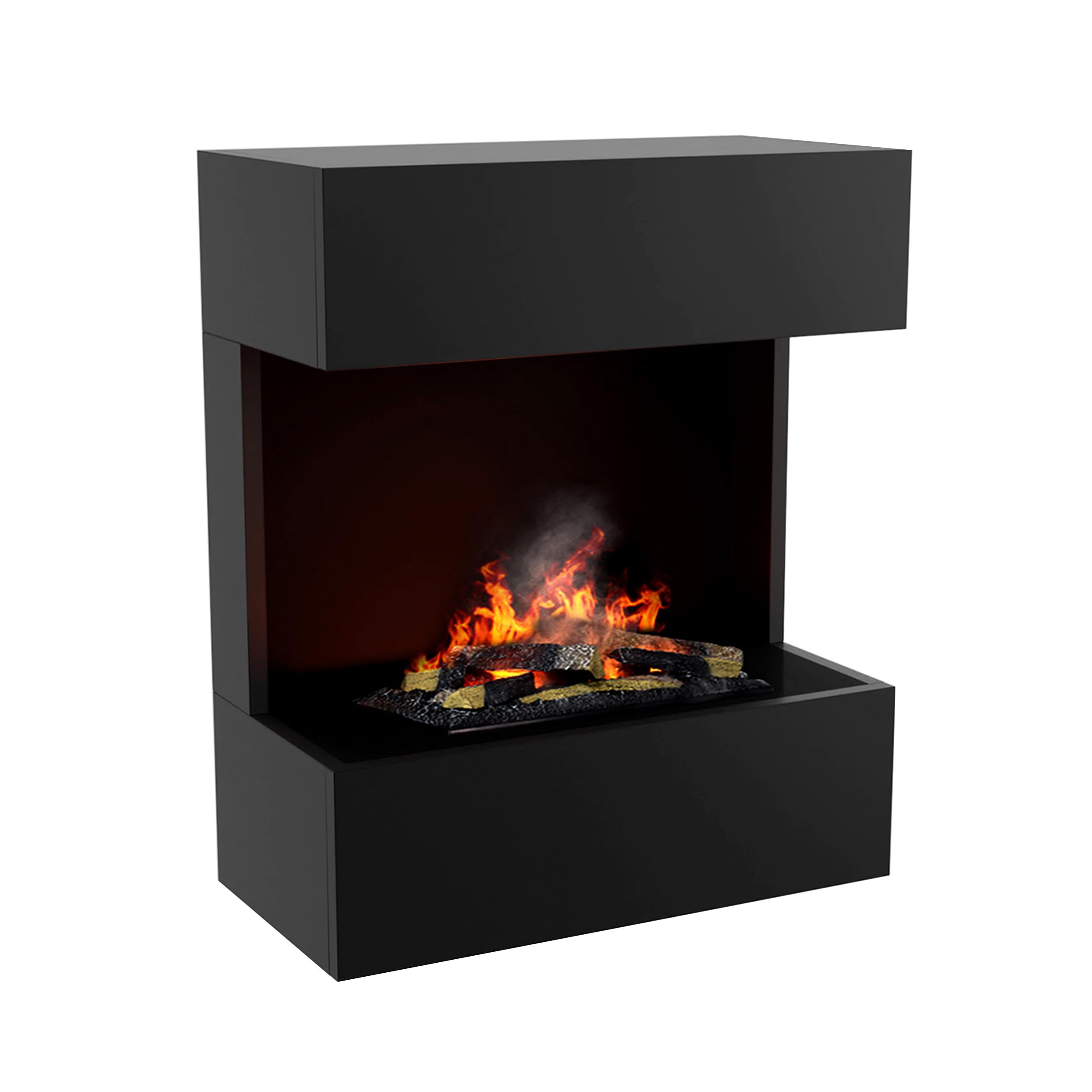 Wasserdampf Kamin FREYTAG (Standkamin) - Elektrokamin mit realistischen LED 3D-Flammen, Knistereffekt & Fernbedienung, 60x72x30 cm - Opti-Myst 400 Elektro Kamin mit Holz-Deko, Schwarz