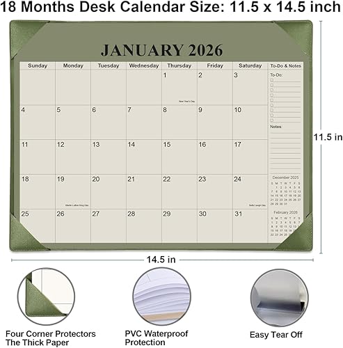 Miniatura 2 de Calendario de escritorio 2026 con alfombrilla de escritorio, calendario de escritorio pequeño de 18 meses de enero de 2026 a junio de 2027,