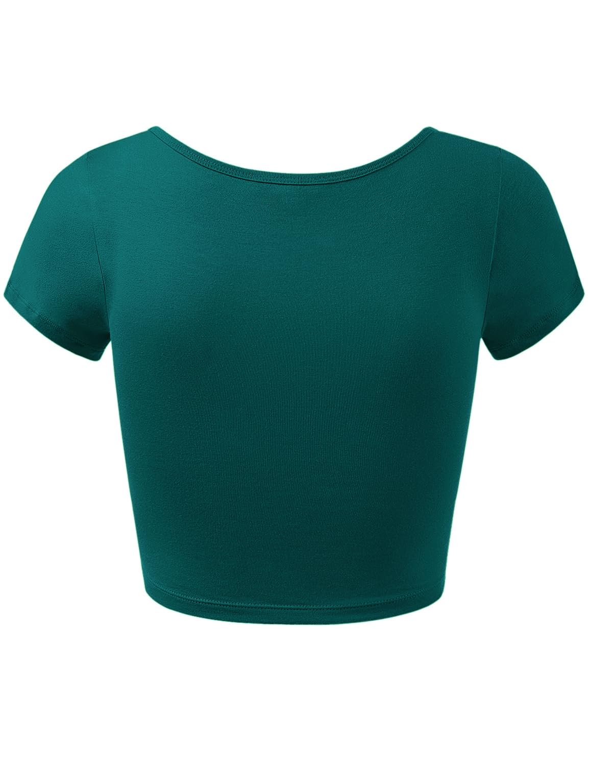Women's Cotton Crop Tops Short Sleeve Scoop Neck Stretchy Casual Shirt