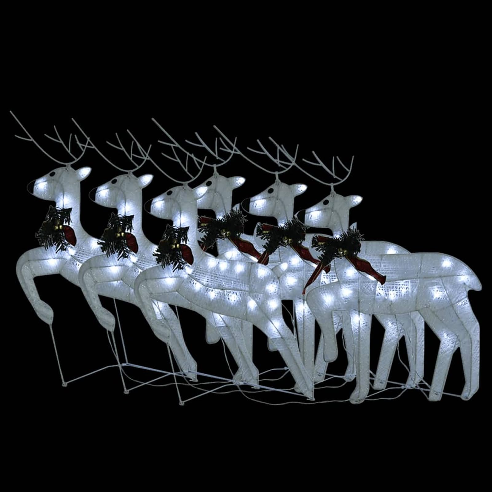 Gecheer LED-Rentiere 6 STK. Weiß 120 LEDs, Weihnachtsdekoration für Weihnachtsmarkt Festliche Eventdekoration Garten Rasen Terrasse Vorgarten Fassade3154271