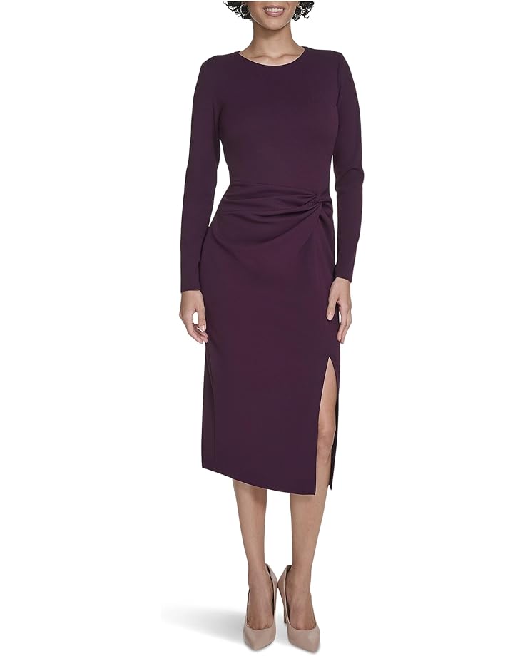 Calvin Klein Long Sleeve Solid Rouched Midi - Main View