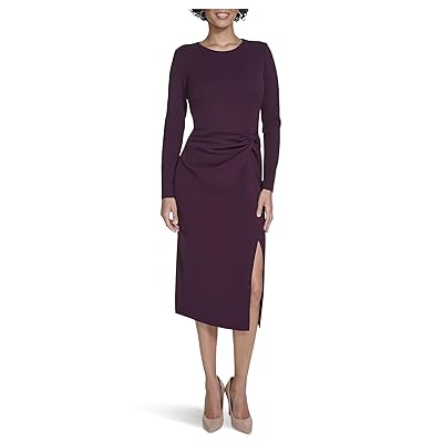 Calvin Klein Long Sleeve Solid Rouched Midi Women