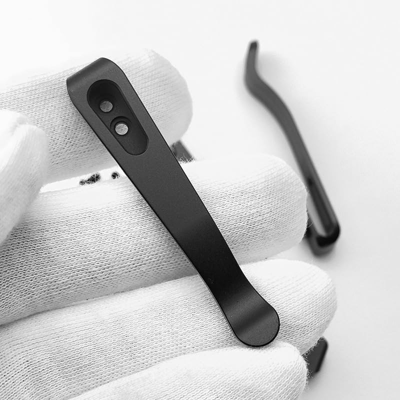 Echeson 1PC Titanium Pocket Clip with Fit for Rick Hinderer XM18, Custom Deep Carry Back Clip 3PCS T6 Torx Titanium Screws(Black)