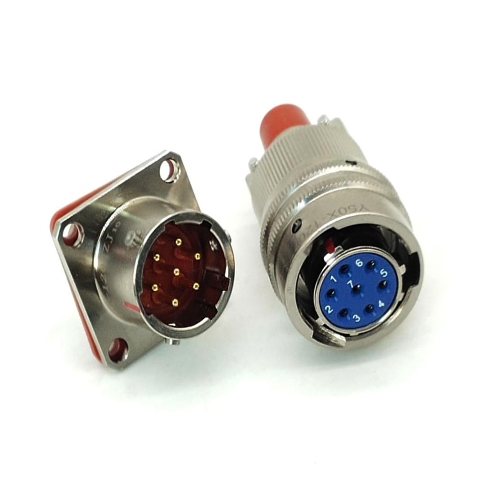 Conectores Circulares eléctricos Y50X-1207TK2, Conector Hembra y Conector Macho Y50X-1207ZJ10, Cable de Acoplamiento de Bayoneta Recto de 7 Pines.