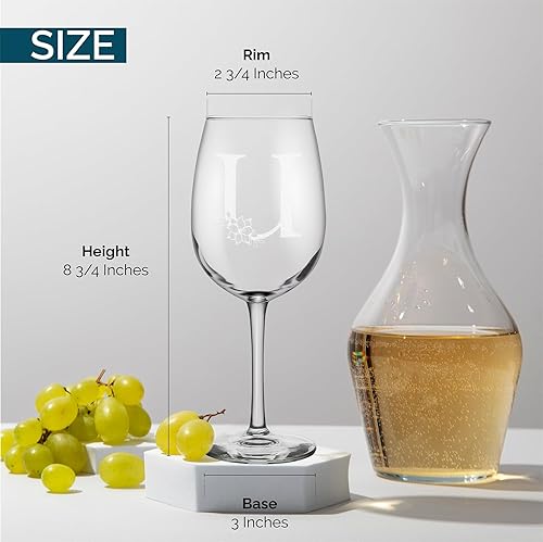 Miniatura 94 de Copa de vino personalizada con monograma floral con inicial grabada, copa de tallo de 16 onzas para mujer, regalo personalizado para su cumpleaños