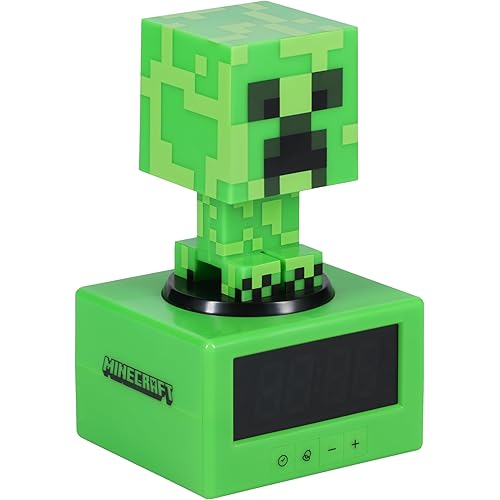Paladone Minecraft Creeper Alarm Clock - Officially Licensed, in-Game Music & Night Light for Kids & Tweens, Gaming Room Accessory