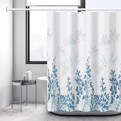 RUDRANI Fabric Shower Curtain 72x72 Inch Heavy Weighted Flowers Shower Curtain Liner Waterproof Polyester Stall Curtains with 12 Hooks for Bathroom Showers, Bathtubs