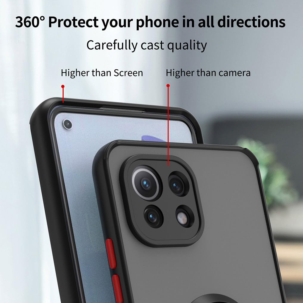 JIEZUIMEI Coque Pour Xiaomi Mi 11 Lite 4G/5G/NE Etui, Rigide Hard PC Et TPU Silicone Bumper Militaire Coins Antichoc Anti-Rayures Housse Case Cover Avec 360° Magnétique Béquille Intégrée Or Rose