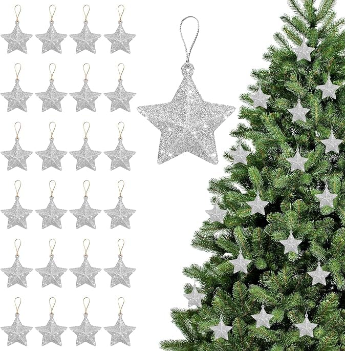 Sterne Weihnachtsbaum, 24pcs sternedeko hängend, weihnachtsdeko...
