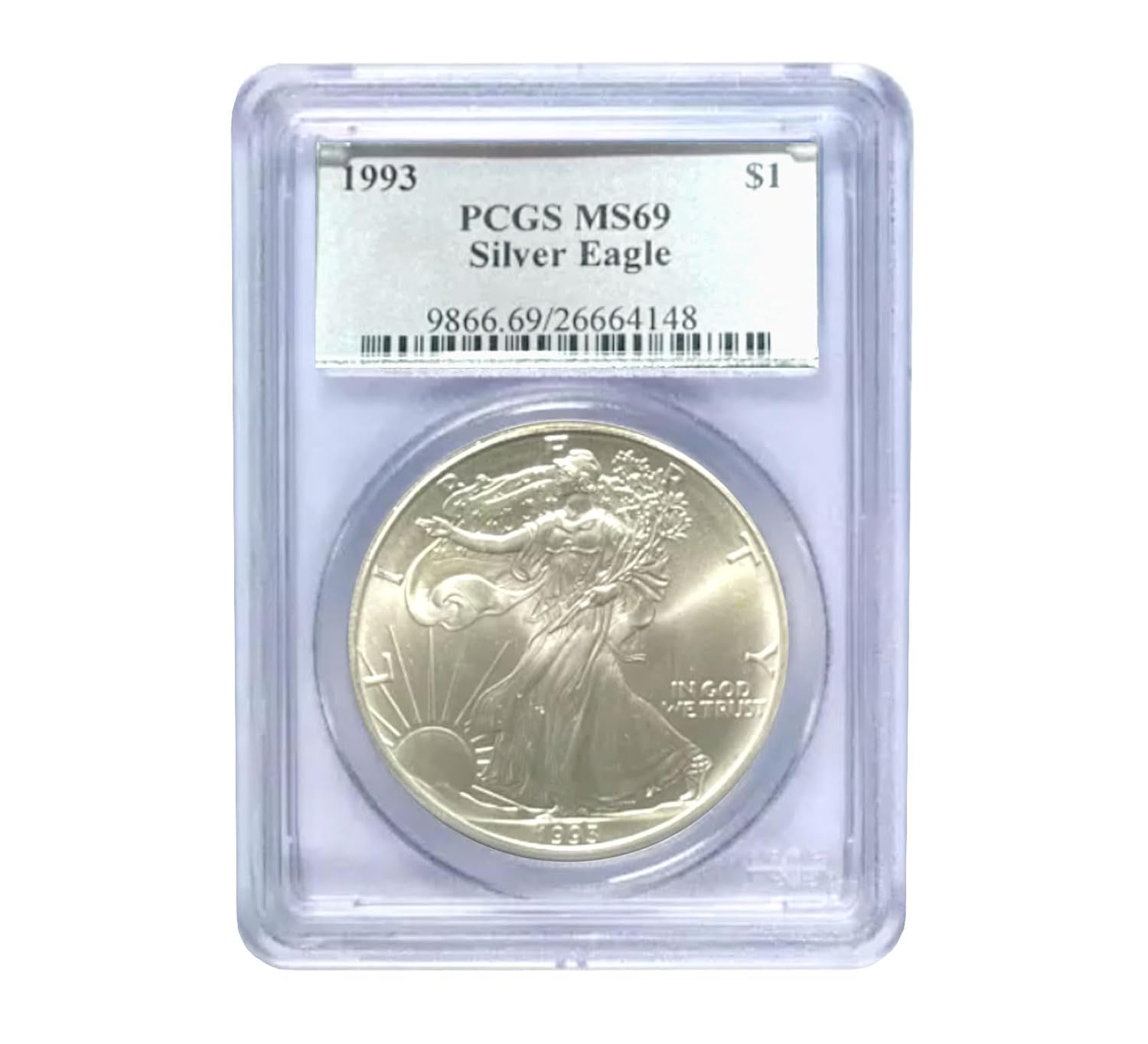 USA 1993 $1 American Silver Eagle Coin - MS69 PCGS - United States Mint