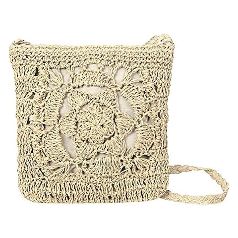 Prosperveil Straw Crossbody Bag Summer Women Girls Crochet Braid Bags Shoulder Vintage Messenger Bag/Beige Cover