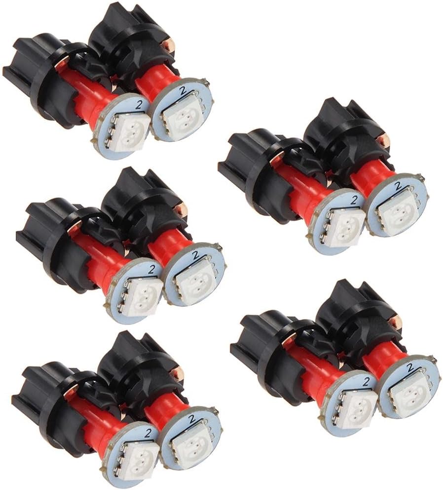 CARCHET 10 PC74 T5 LED Twist Socket Red Instrument Panel Cluster Plug