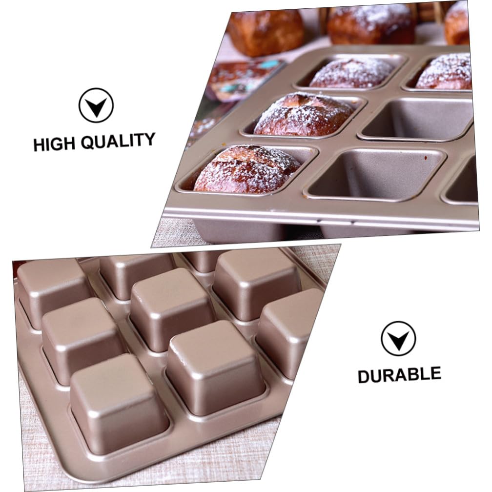 Cabilock Moule à Pâtisserie et Facile à Nettoyer Carré Antiadhésif 9 Compartiments en Acier Carbone Doré, Chauffage Uniforme pour Desserts Maison