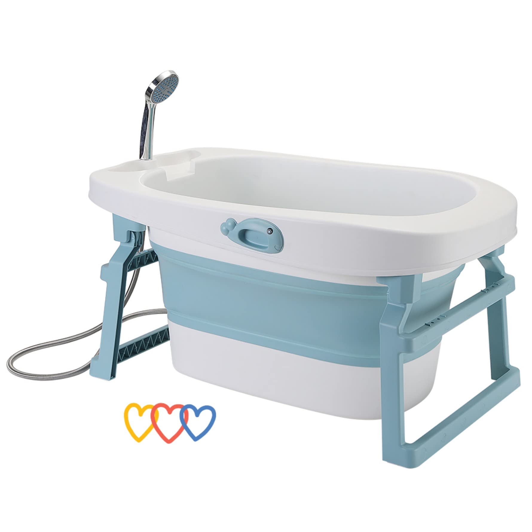 Bañera plegable para niños, portátil plegable para bebés de 0 a 6 años, bañera con asiento de baño y tapón de drenaje