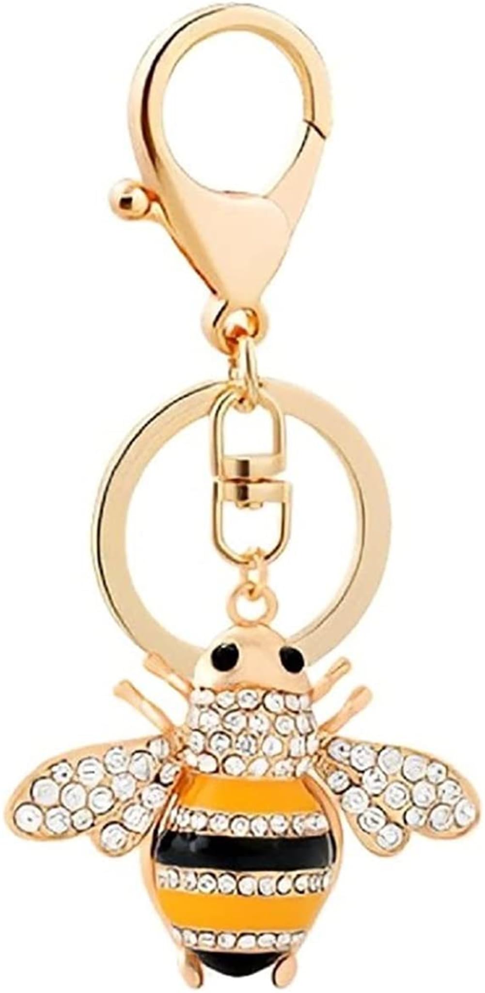 shilipu Rhinestones Bee Keychain Cute Honeybee Key Ring Cartoon Insect Crystal Metal Charms Keyring Bumble Bee Animal Key Chain Accessories Gift for Bag Purse Wallet