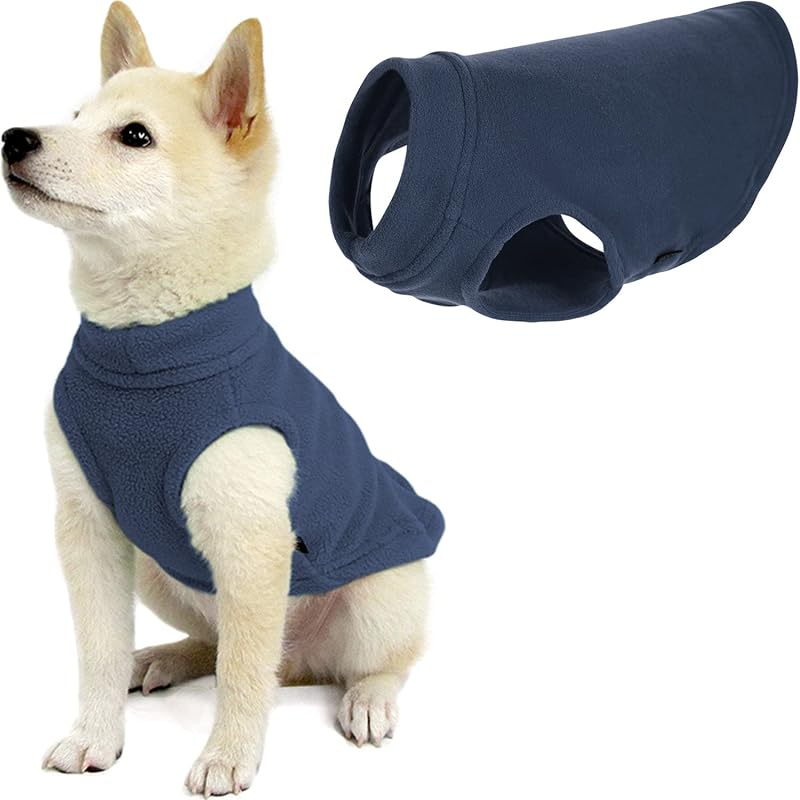 Gooby Stretch Fleece Vest Dog Sweater, Indigo Blue, Medium | Pullover, no zippers; 4-way stretch soft fleece; Full underbody coverage; Machine washable