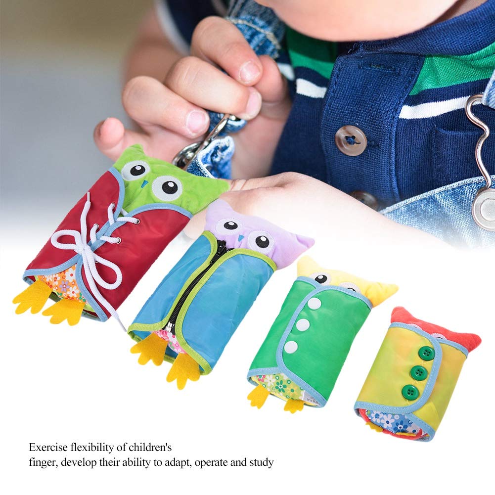 4Pcs Plush Owl Dressing Toy for Early Learning Development Educational Preschool Teaching Aids with Buttons, Laces, Snaps - Image 3