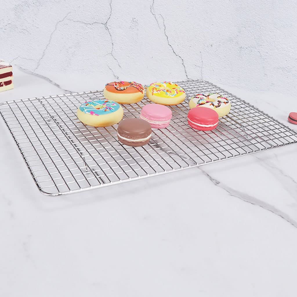 Dos estantes de enfriamiento de galletas de acero inoxidable, estantes de secado de galletas de panadería, estantes de enfriamiento de pasteles, estantes de red de inmersión, estantes de enfriamiento