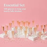 Vista 4 de Prestee 100 copas de champán de plástico doradas – Copas de champán desechables de 4.5 onzas para brindis en bodas, mimosas, cócteles, decoraciones