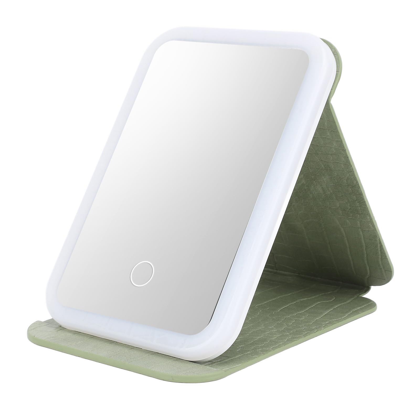 Miroir cosmétique pliant à LED vert Eujgoov avec luminosité réglable