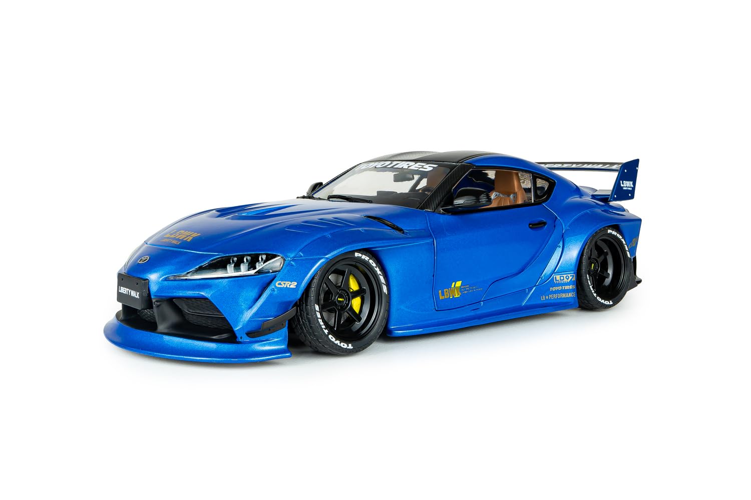 Solido Toyota GR Supra LBW 2025 1:18 Blau | Detailgetreues Diecast Modellauto, Widebody-Sportwagen, Schwarze Felgen, Sammlerfahrzeug für Tuning-Fans