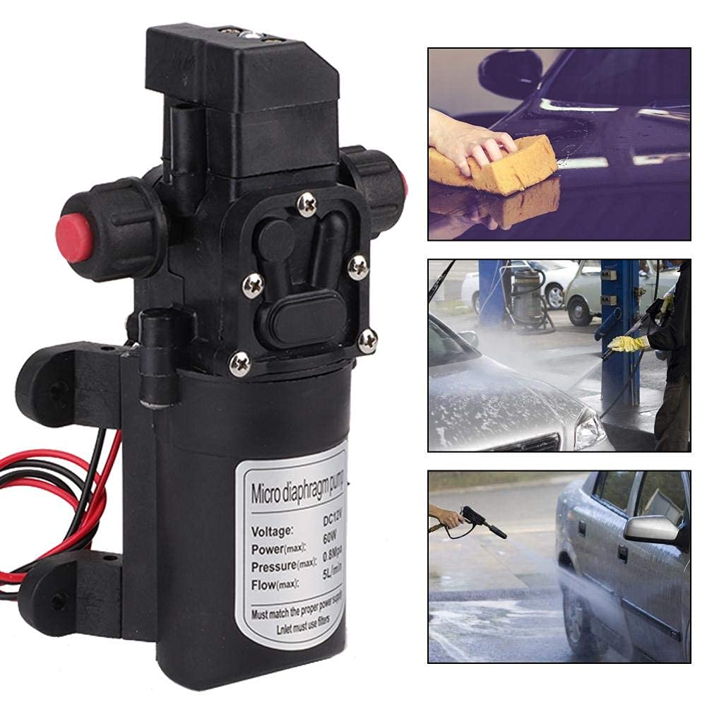 Pompa Acqua Ad Alta Pressione Pratica Efficiente Pompa Acqua Autoadescante Micro Membrana DC 12V 116Psi 60W Pompa Acqua Autoadescante con Materiale Durevole per Roulotte, Barca,