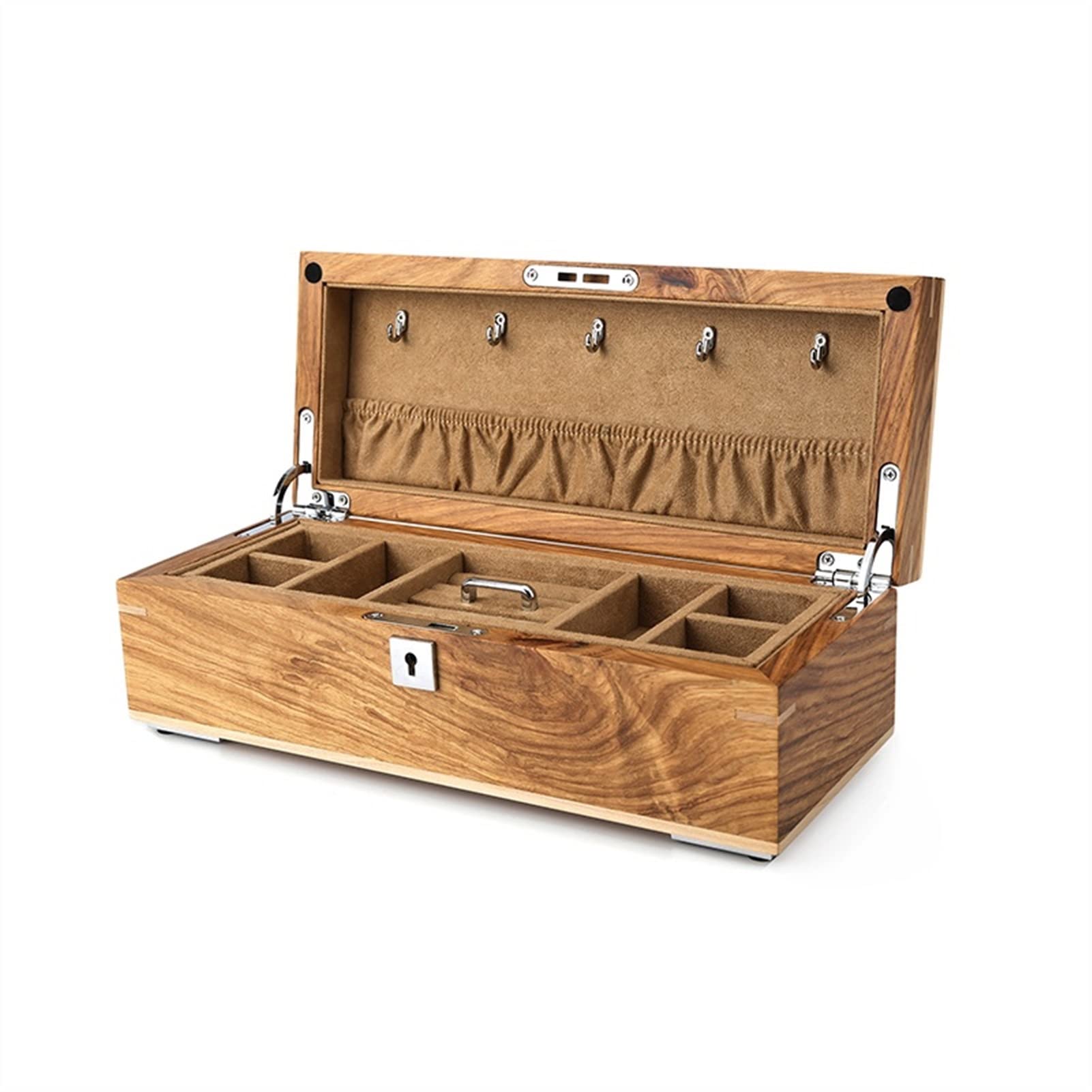 2 Layers Jewelry Storage Case Wooden Jewelry Box Jewelry Display Box with Lock Jewelry Organizer Jewelry Storage Box