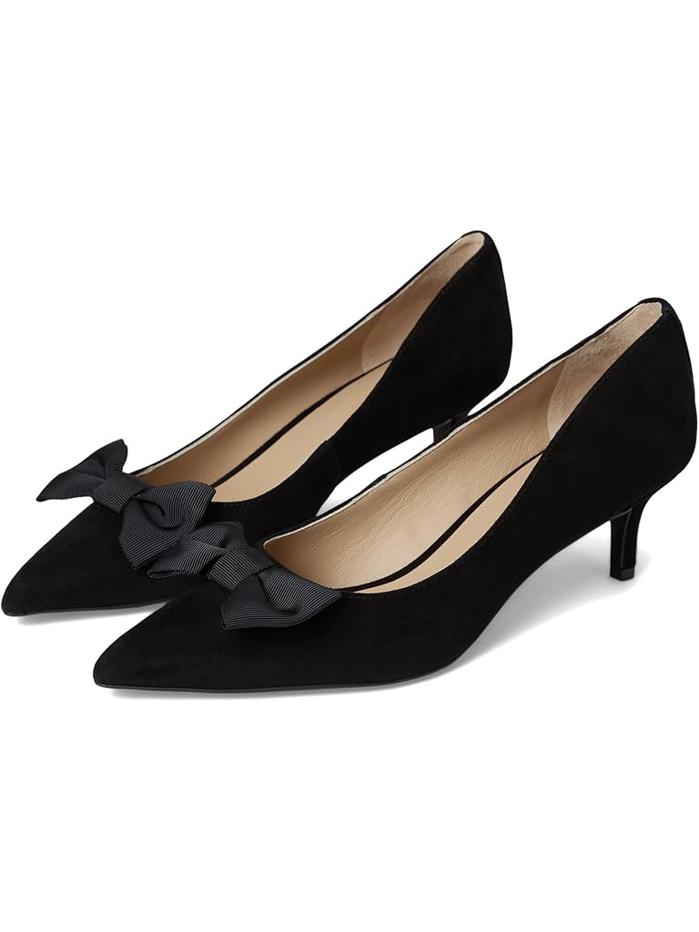 Black Lauren Ralph Lauren Adrienne Bow-Trim Suede Pumps