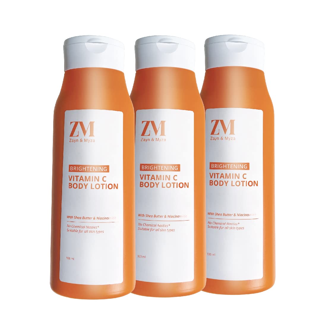 ZM Zayn & Myza Vitamin C Body Lotion Combo|Glow Reviving|Skin Brightening Body Lotion For Radiant Skin|Moisturizing & Hydrating|With Shea Butter & Niacinamide|For All Skin Types|Pack Of 3(100 Ml X 3)