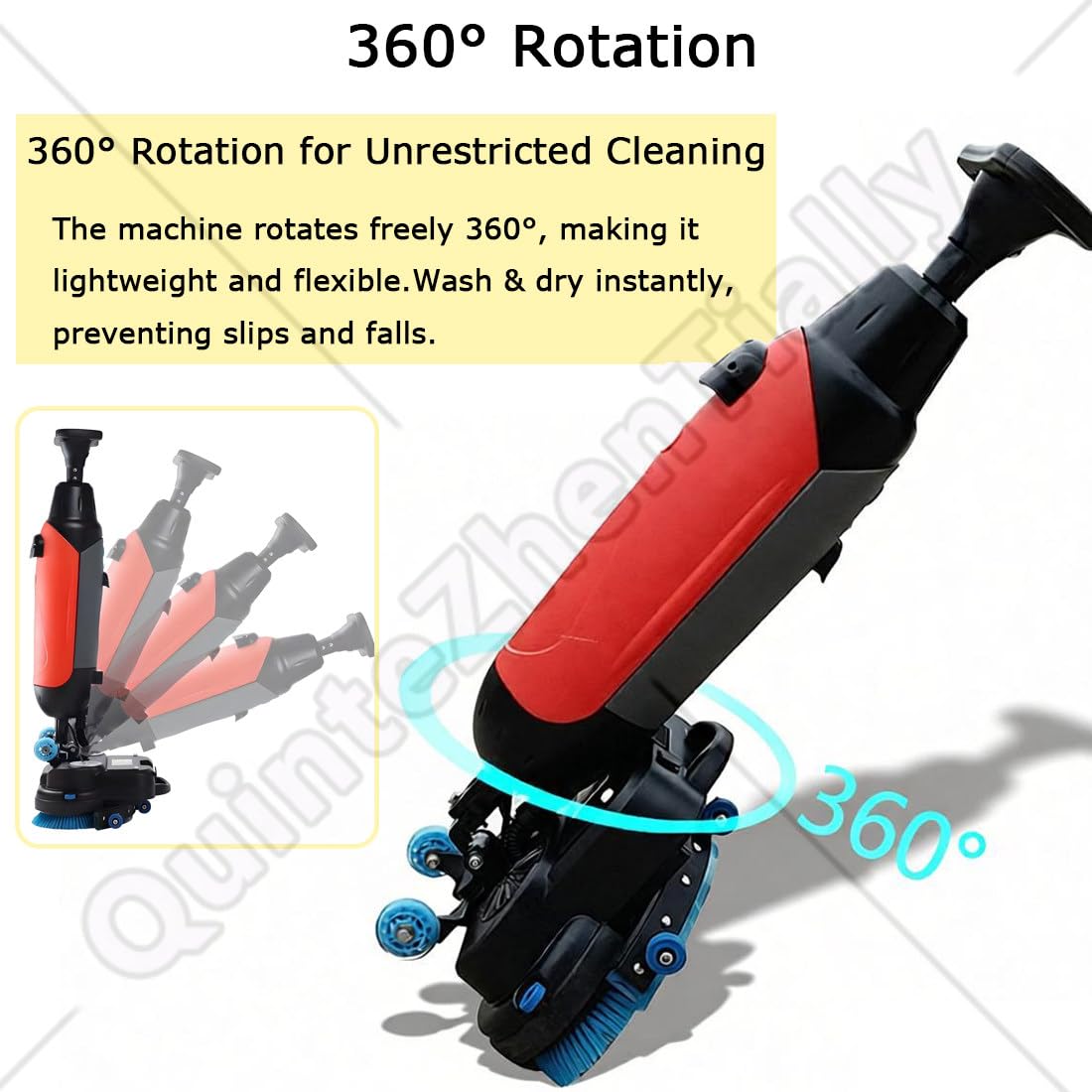Fregadora Suelos 3-En-1 Eléctrica,Fregadora Pisos Comercial,Máquina Limpiadora Pulidora Aspiradora,Ancho Limpieza 430 Mm,Velocidad Eje 140 RPM,para Cafeterías,Tiendas Hogares Red
