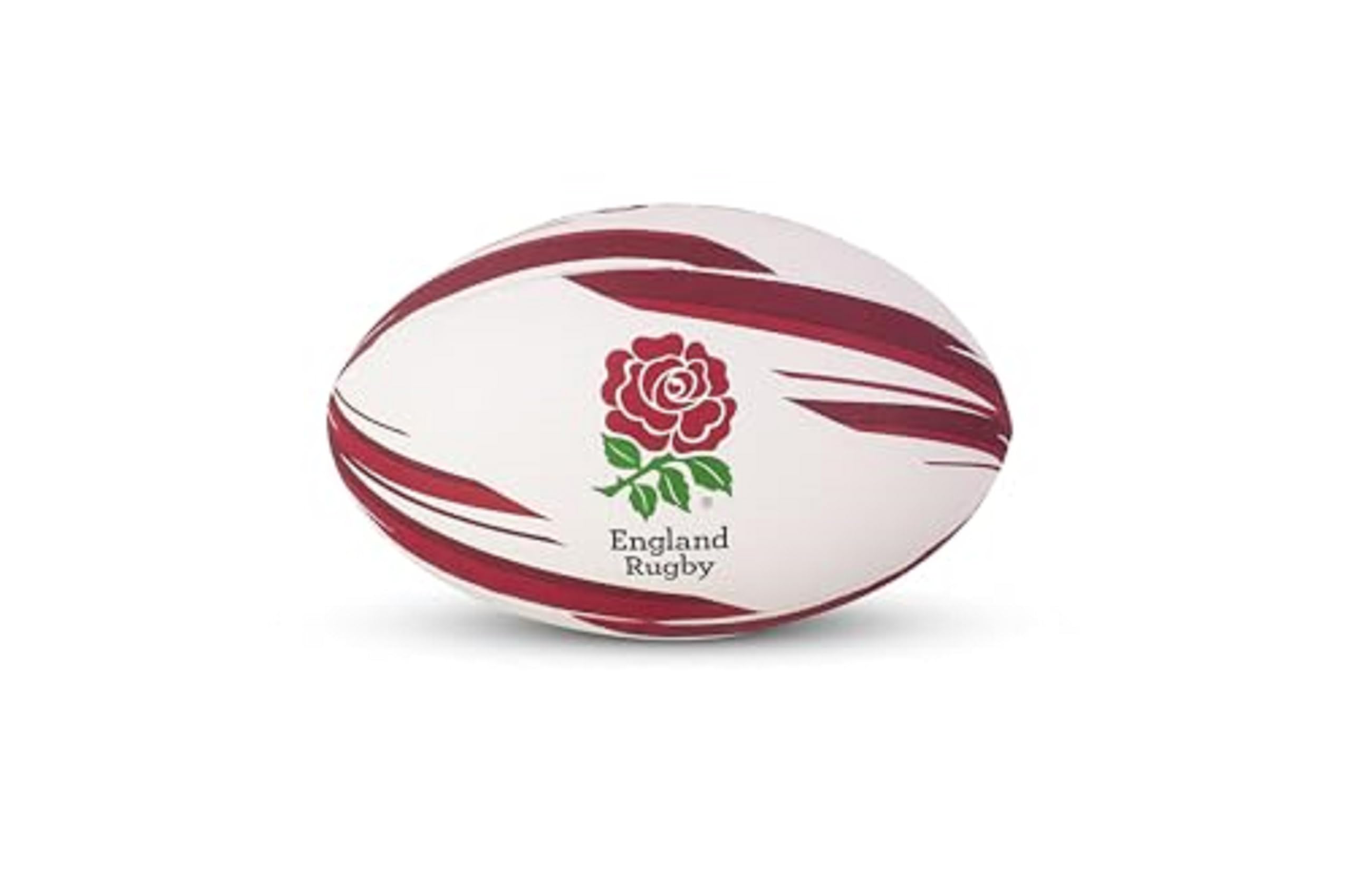 Officially Licensed England Rugby Ball - Durable Synthetic Rubber - Red & White RFU Licensed Size 5 Rugby Ball with Pebbled Surface, Latex Bladder