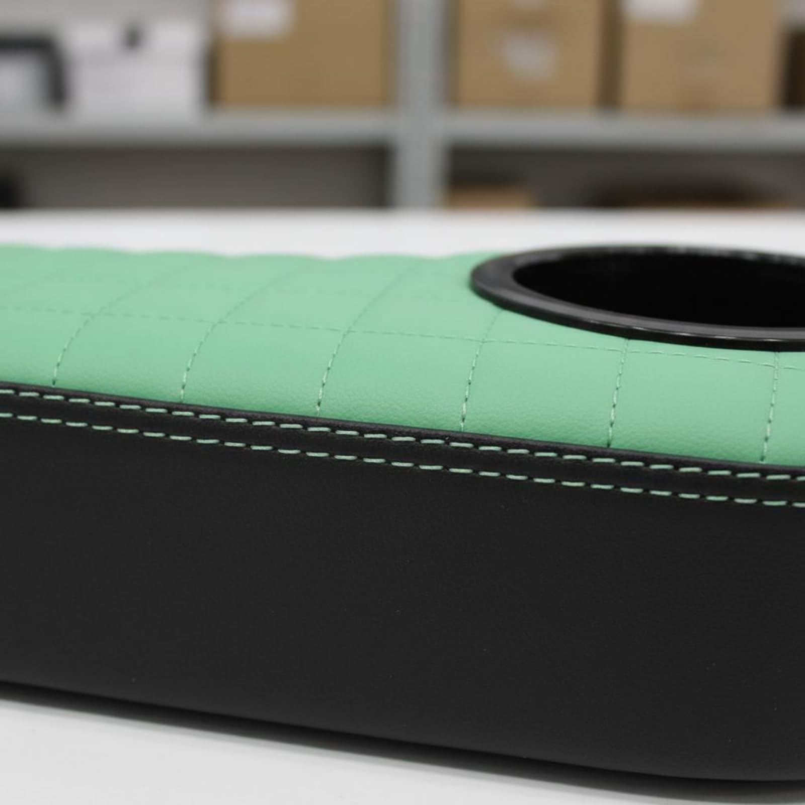 2 Pièces Accoudoir de Véhicule de avec Porte-Gobelet Universel Accoudoir Rembourré Vert Rangement Pratique Accessoire Véhicule