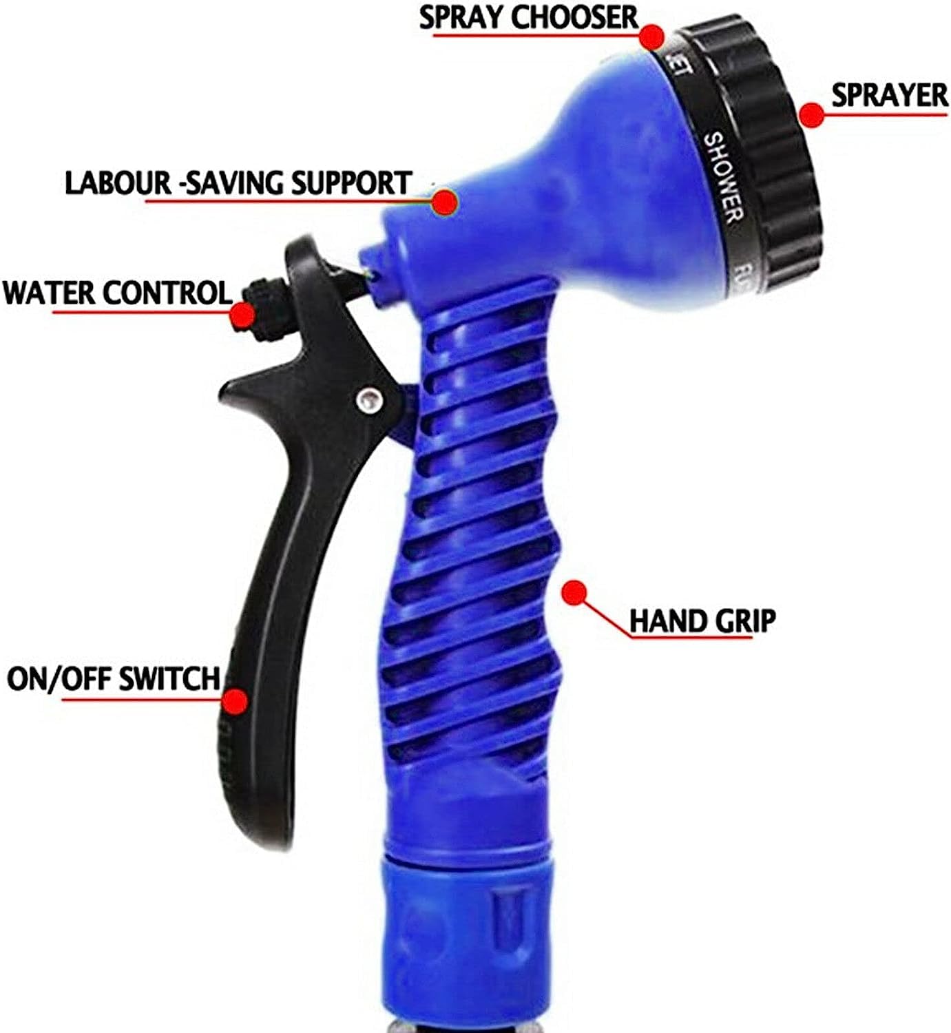 Tuyau d'Arrosage Extensible 60M, Tuyau Arrosage Flexible, Pistolet Arrosage avec Tuyau 7 Fonctions Pistolet, pour Irrigation Jardin, Laver la Voiture, Animal Nettoyage (45M-150FT) (200FT/60Meter,blue)