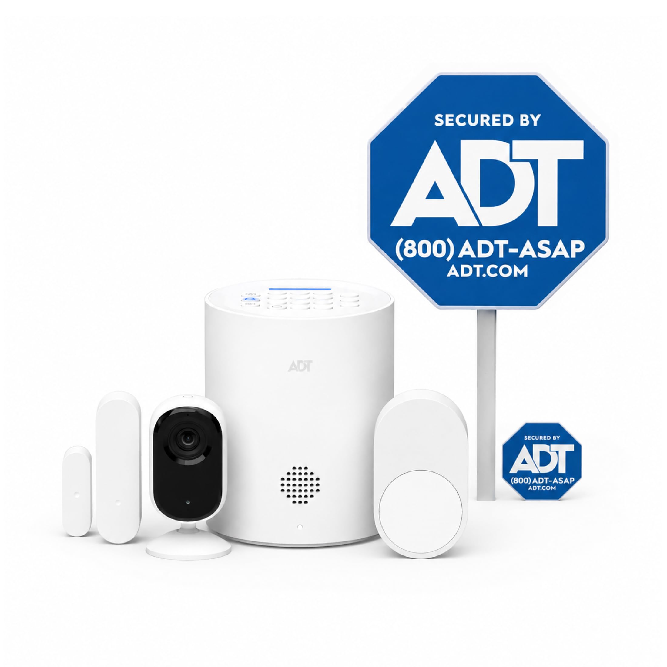 ADT Blu Indoor Camera Home Security System, 2K Video, Plan Required | Door/window sensor, Motion detector, Night vision, 2-way audio, Pet camera, ADT+ App control