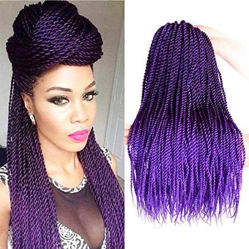 DingDian 6 Packs Senegalese Twists Crochet Hair Braiding Hair Extensions High Temperature Fiber 18" Synthetic Hair Synthetic Mambo Twist Hair Extensions (T1B/Purple)