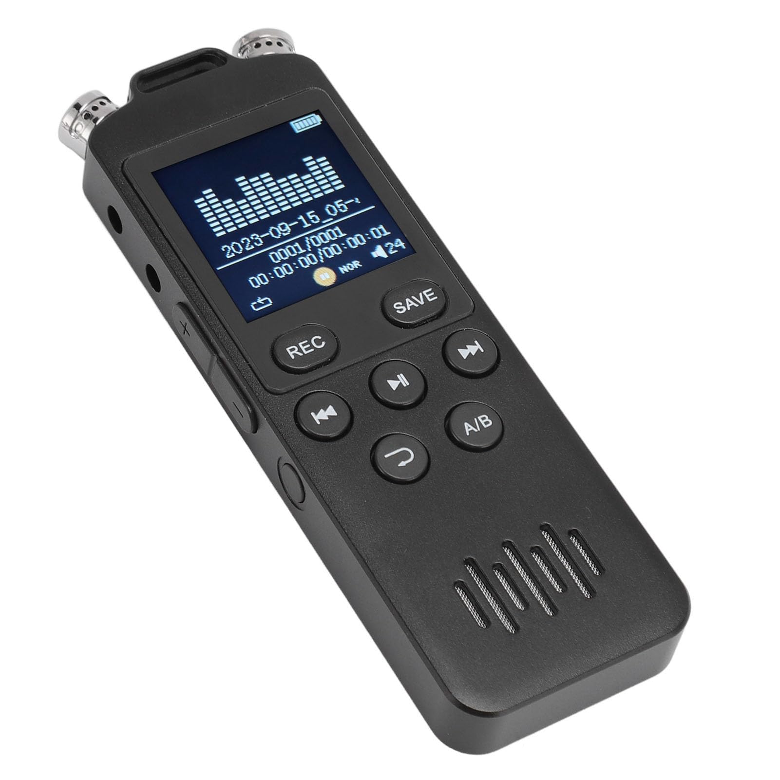 AMONIDA Registratore Ad Attivazione Vocale Design Compatto con Registrazione WAV MP3 di Alta qualità per Interviste a Riunioni Schermo a Colori da 1,44 Pollici (32GB)