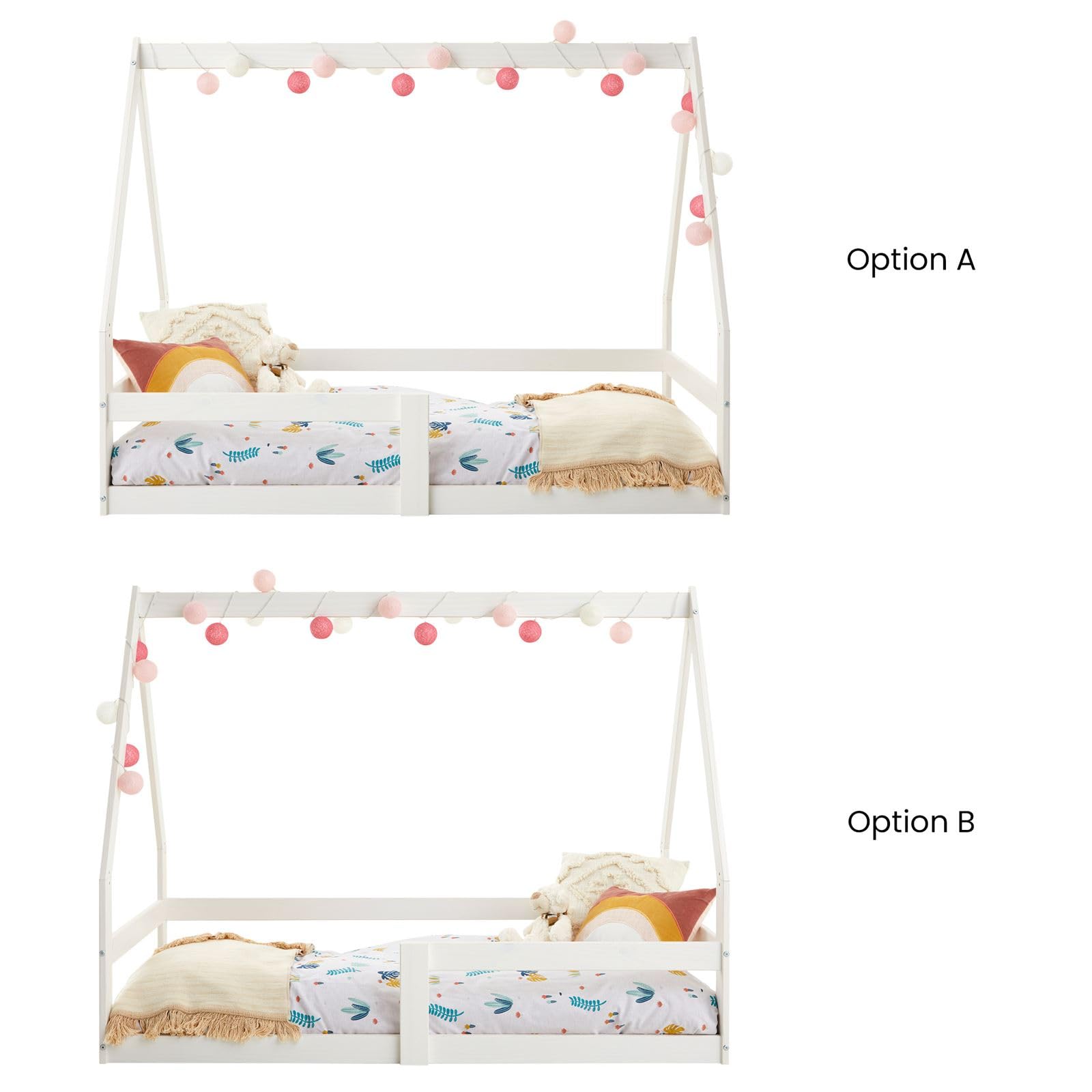 IDIMEX Lit cabane Tami 70x140 cm, lit Simple 1 Place pour bébé ou Enfant de Type Montessori, en pin Massif lasuré Blanc