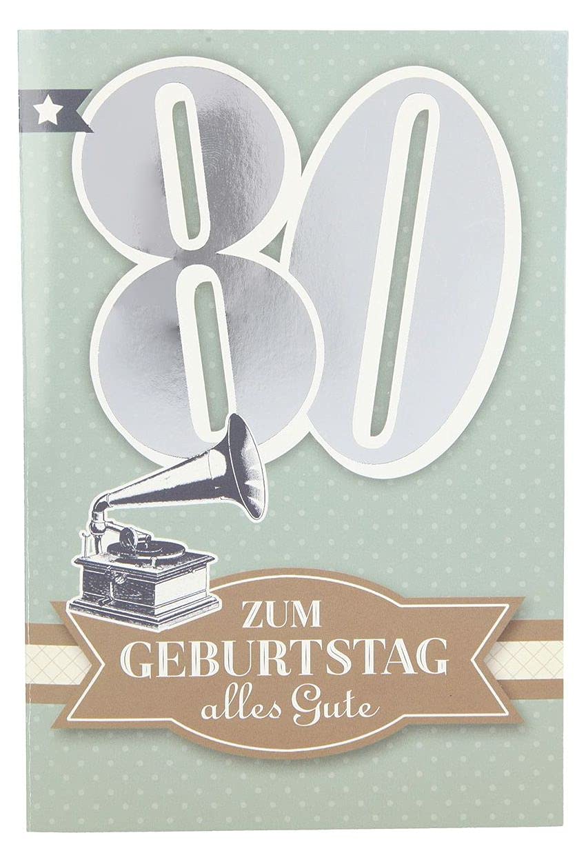 Geburtstagskarte Zum 80. – Handverziert Mit 'Happy 80th Birthday', 16x16 Cm, Inkl. Umschlag