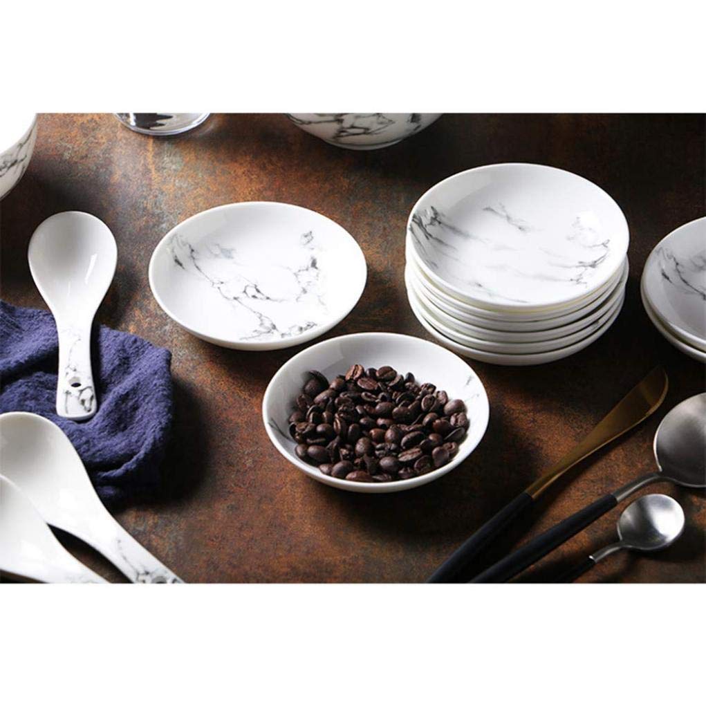 36 sztuk Porcelanowy zestaw obiadowy z szarego marmuru. Ceramiczna zastawa stołowa Prezent na parapetówkę