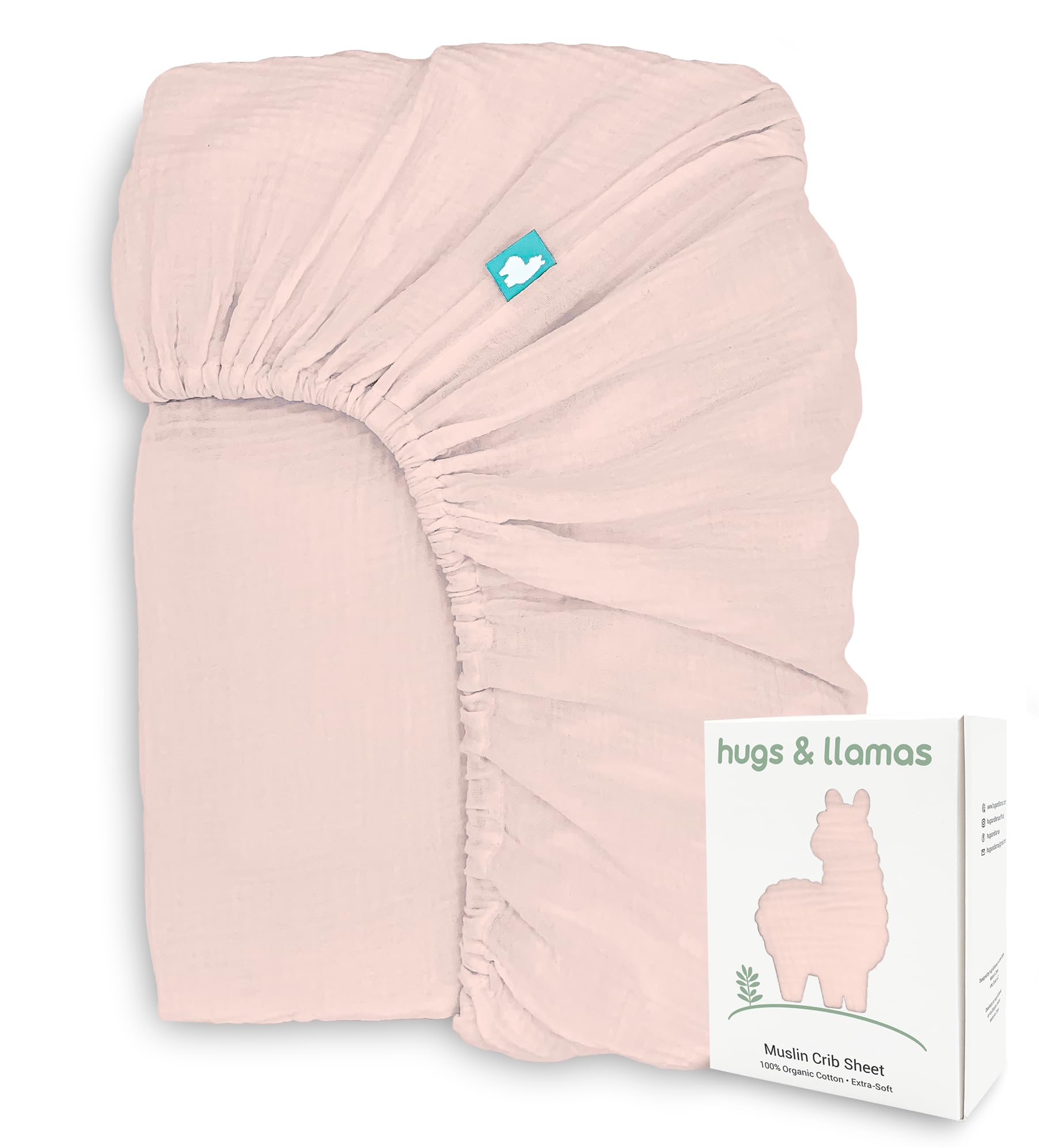 hugs & llamas | Lenzuolo con angoli in mussola di cotone biologico al 100% | Lenzuola per culla per ragazzi e ragazze | Lenzuola per culla biologica per bambini e bambine neutro (zucchero filato)