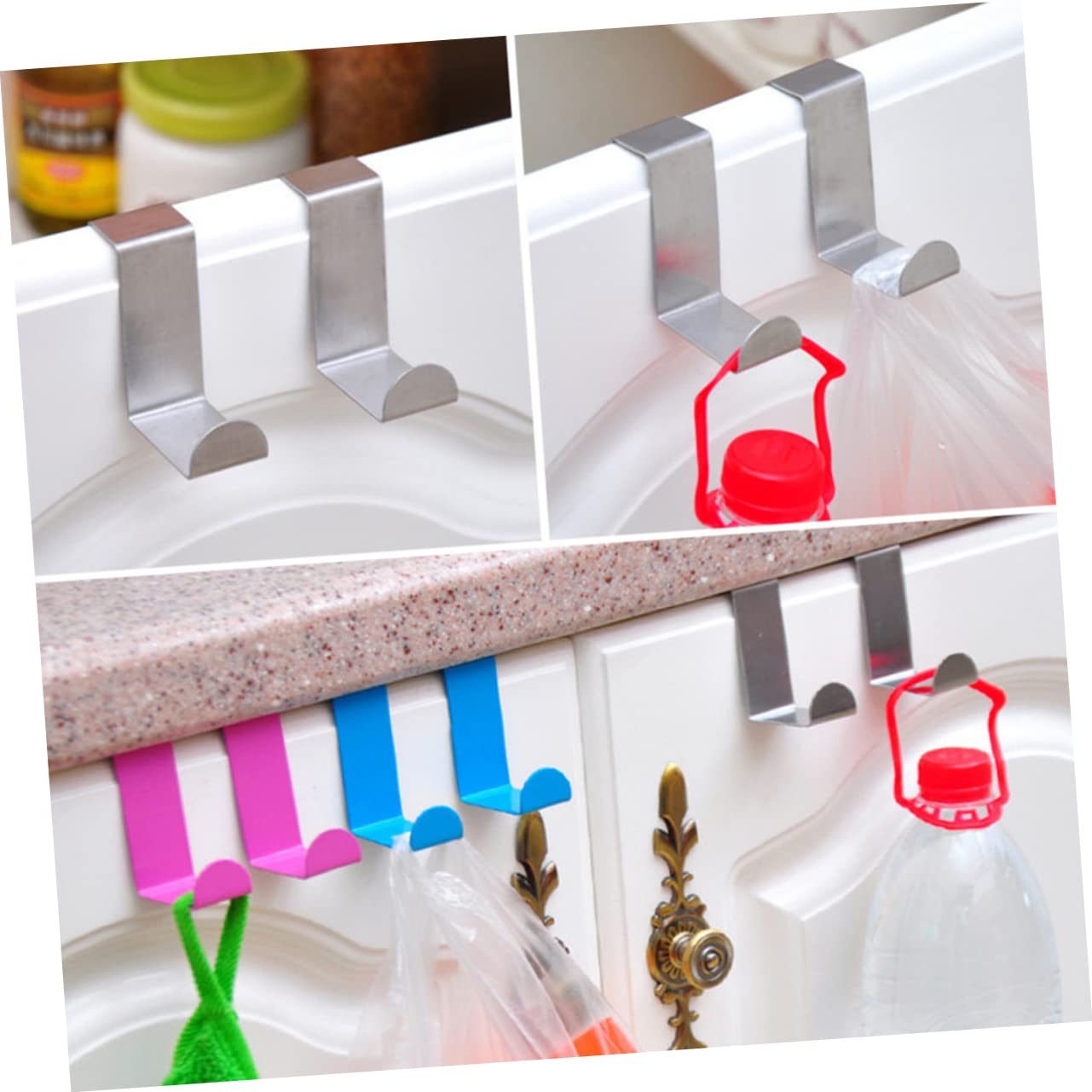 Alipis 2pcs Z Shaped Heavy Duty Stainless Steel Door Hooks Reversible Design for Coats and Towels Fits Doors Up to Thick Easy Installation Space Saving Organizer Yellow