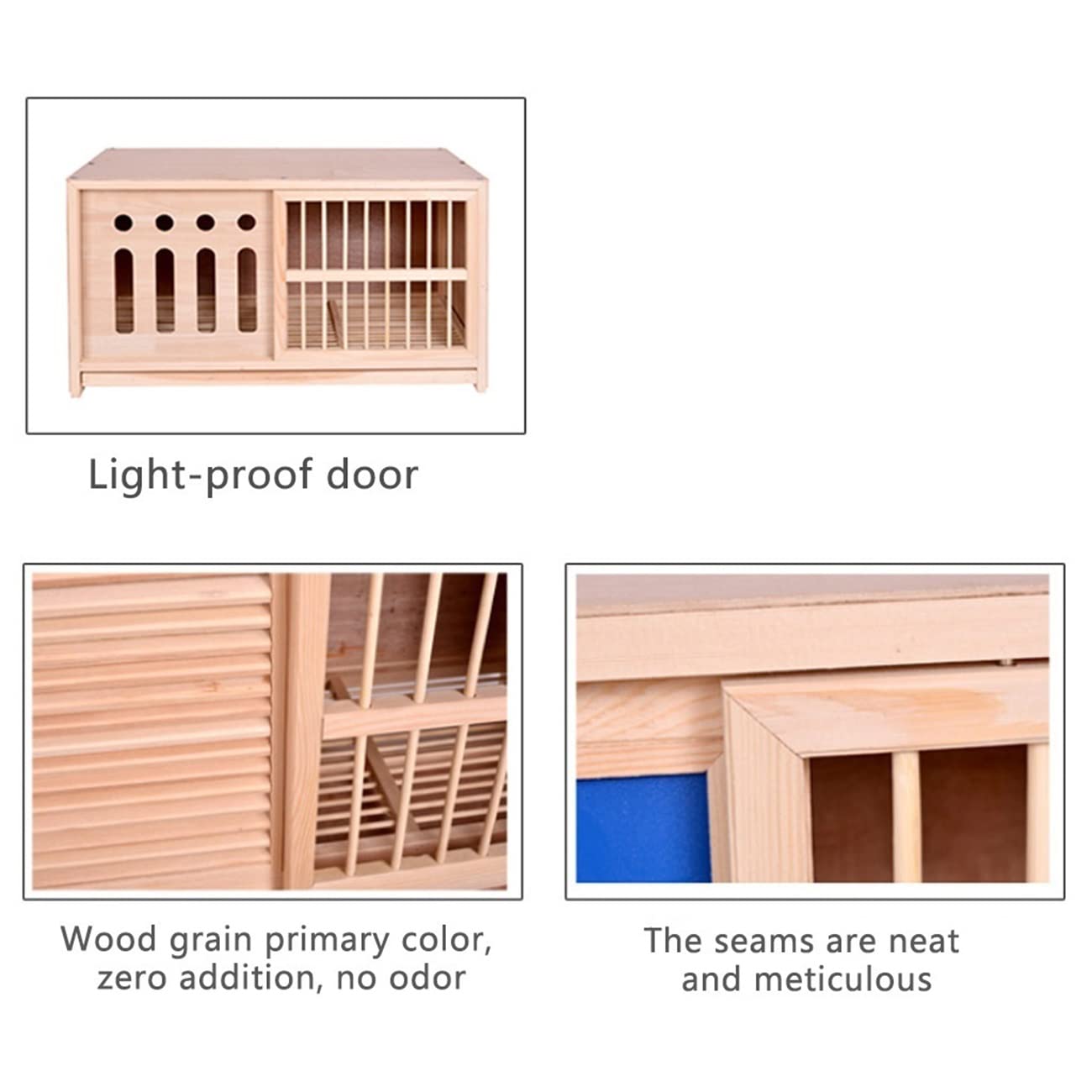 Hábitat De Animales Pequeños Jaula para Conejos con Bandeja Arena para Gatos De Interior Y Exterior Caja Nido De Palomas Jaula De Cria Suministros De Mascotas (Color : Wood Color, S : 90 * 45 * 50cm)