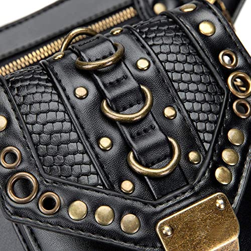 Riñonera de cuero steampunk para moto y pierna ajustable 4