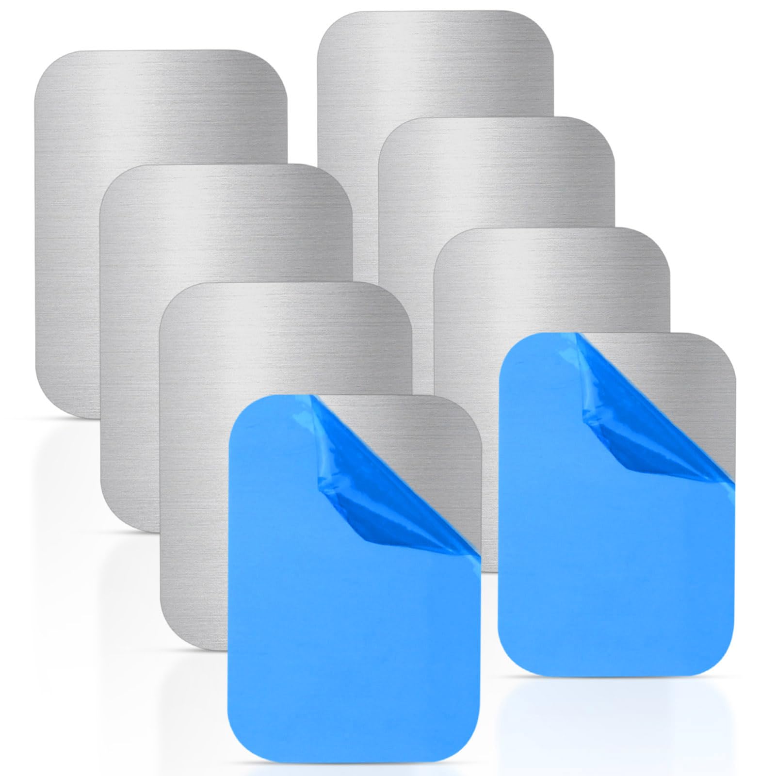 8枚入 マグネット吸着用 スチールプレート ステンレス 磁石補助板 強力両面シール付き DIY メタル 長方形