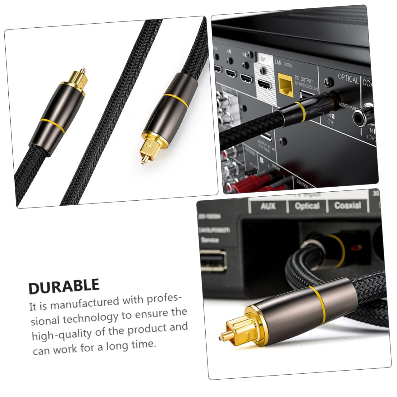 Cavo Audio Ottico Digitale 20 Metri in Fibra Ottica Nero | Cavo Male To Male, Guaina Protettiva, Corpo Flessibile, Confezione da 1 Pezzo
