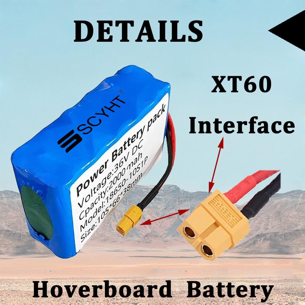 Lithium-Akku 36V 2Ah Ersatzakku 2Ah Hoverboard-Akkus 36V Li-Ionen-Akkus für Balance-Cars für 50W-75W-Motor-Kit mit XT60-Anschluss und BMS