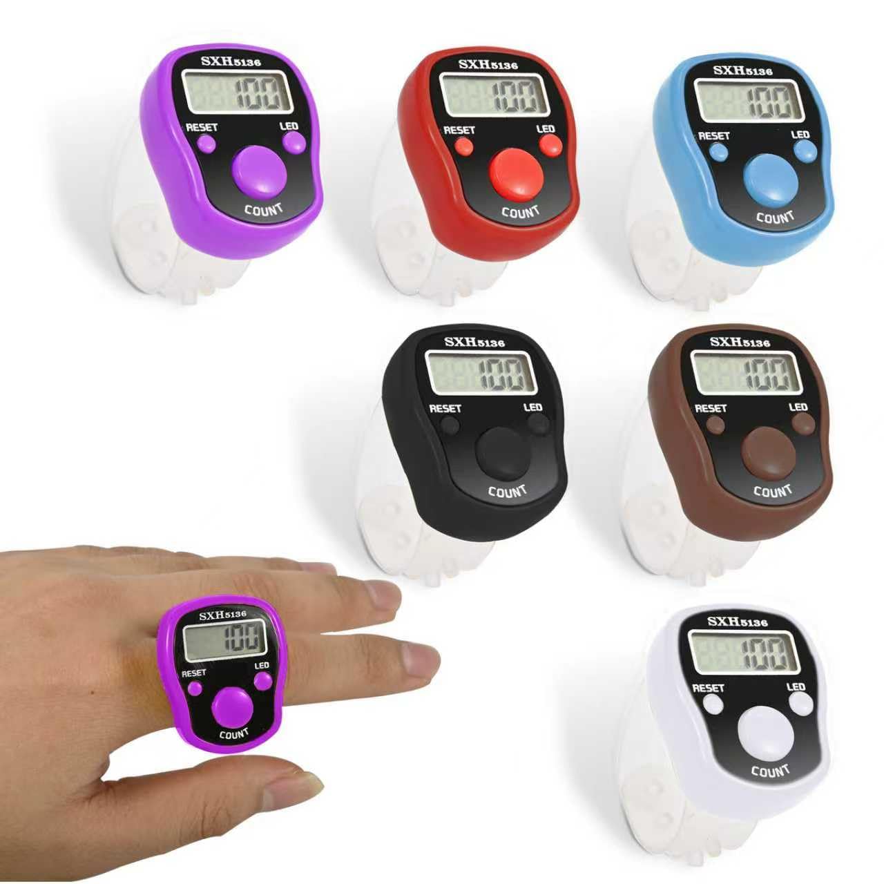 Electronic Finger Counter, 6 Pack Digital Tally Counter Clicker with Led, Resettable 5 LCD Digit Display Hand Tally Counter Counting for Golf,Goods Counting,Lap & Knitting