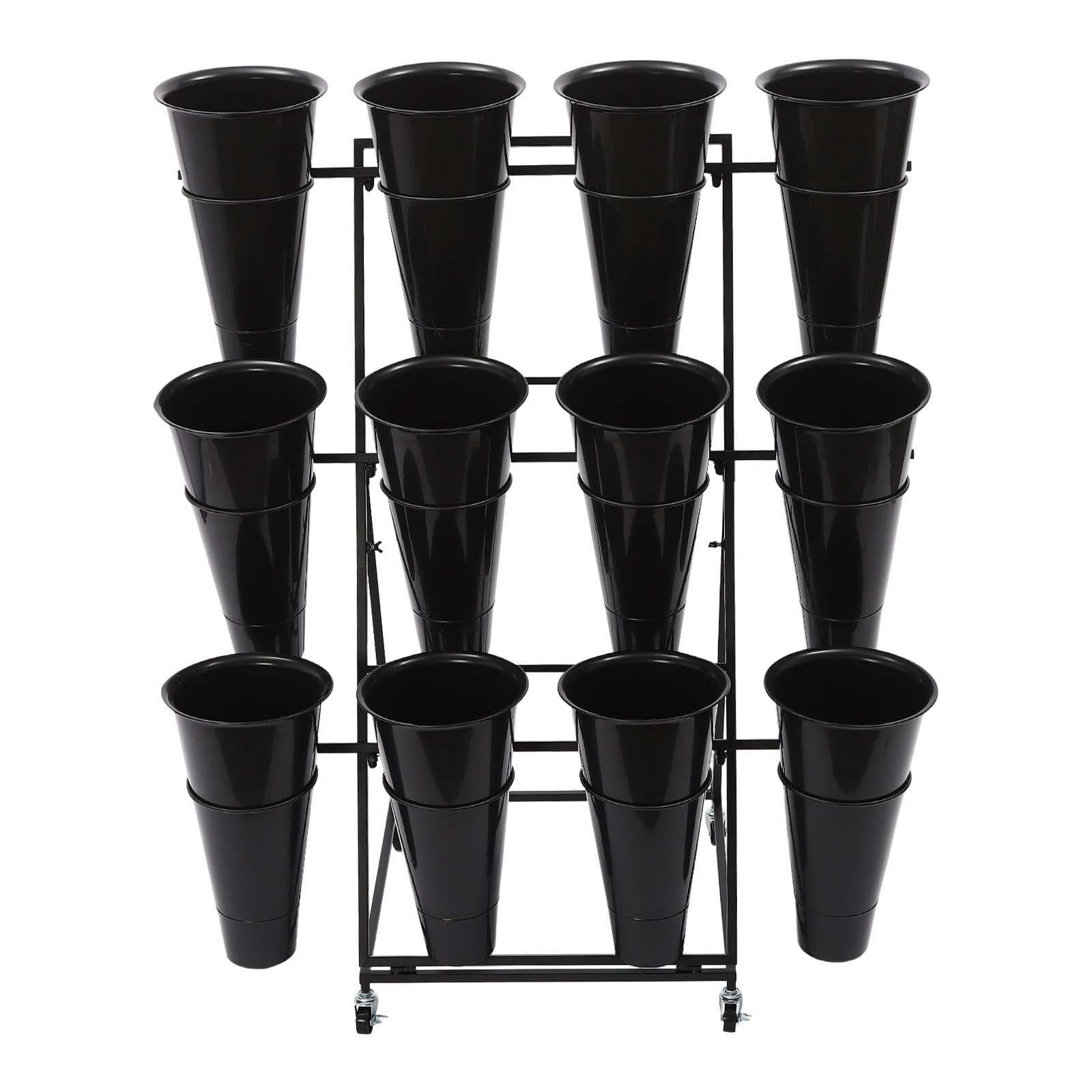 Erhöhungsgestell für Blumentöpfe 3-stöckiger Blumenständer | Blumenständer mit 12 Eimern, Tragkraft 30 kg, for Zuhause/Floristen/Gärten/Hochzeiten