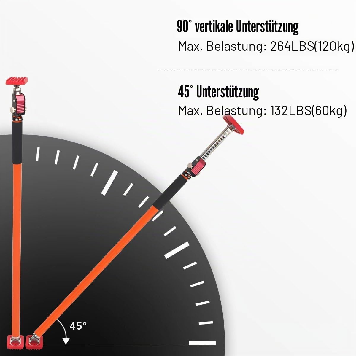 3. Hand verstellbares Stützsystem, robuste Stahl-Stützstangen für Schrankheber, Laderäume und Trockenbauwände, ausziehbar von 61 cm bis 101,6 cm, 2 Stück, Tragkraft 120 kg